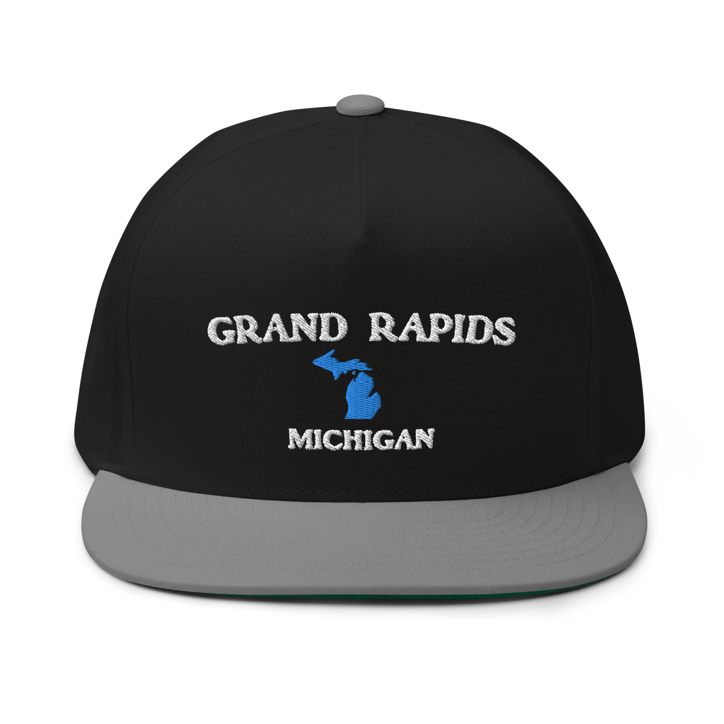 'Grand Rapids Michigan' Flat Bill Snapback Cap (w/ Michigan Outline)