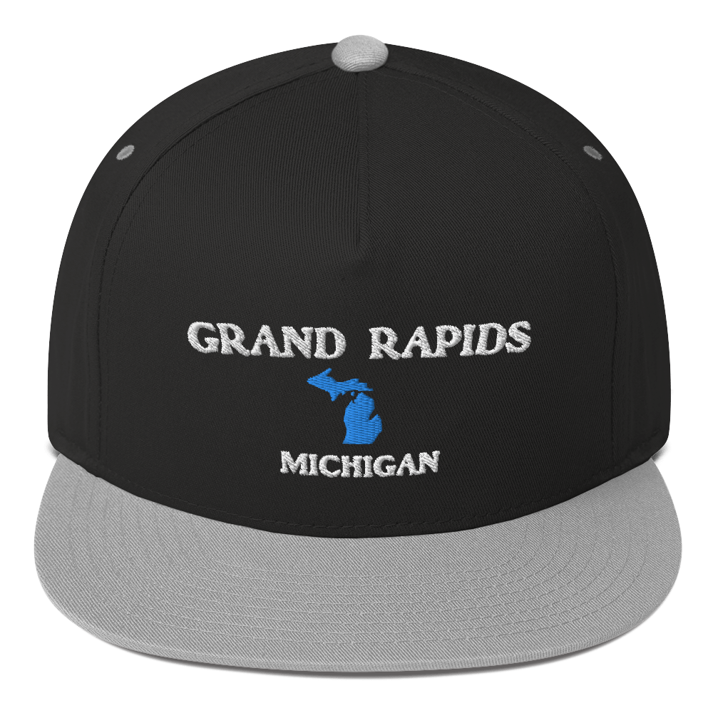 'Grand Rapids Michigan' Flat Bill Snapback Cap (w/ Michigan Outline)