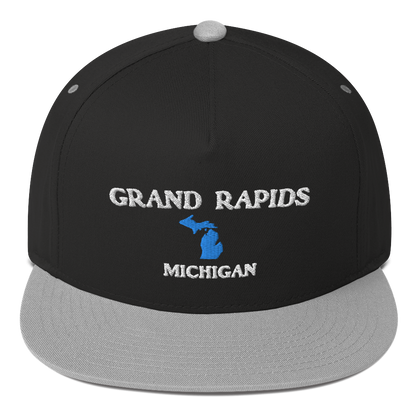 'Grand Rapids Michigan' Flat Bill Snapback Cap (w/ Michigan Outline)