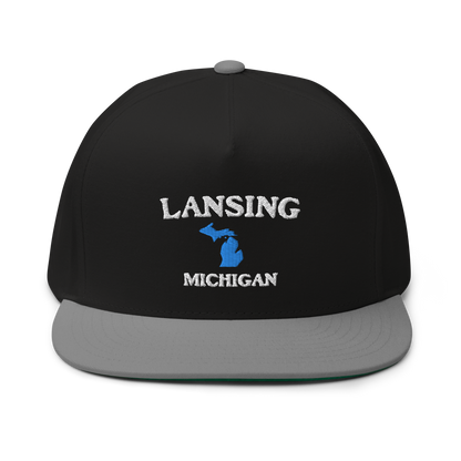 'Lansing Michigan' Flat Bill Snapback (w/ Michigan Outline)