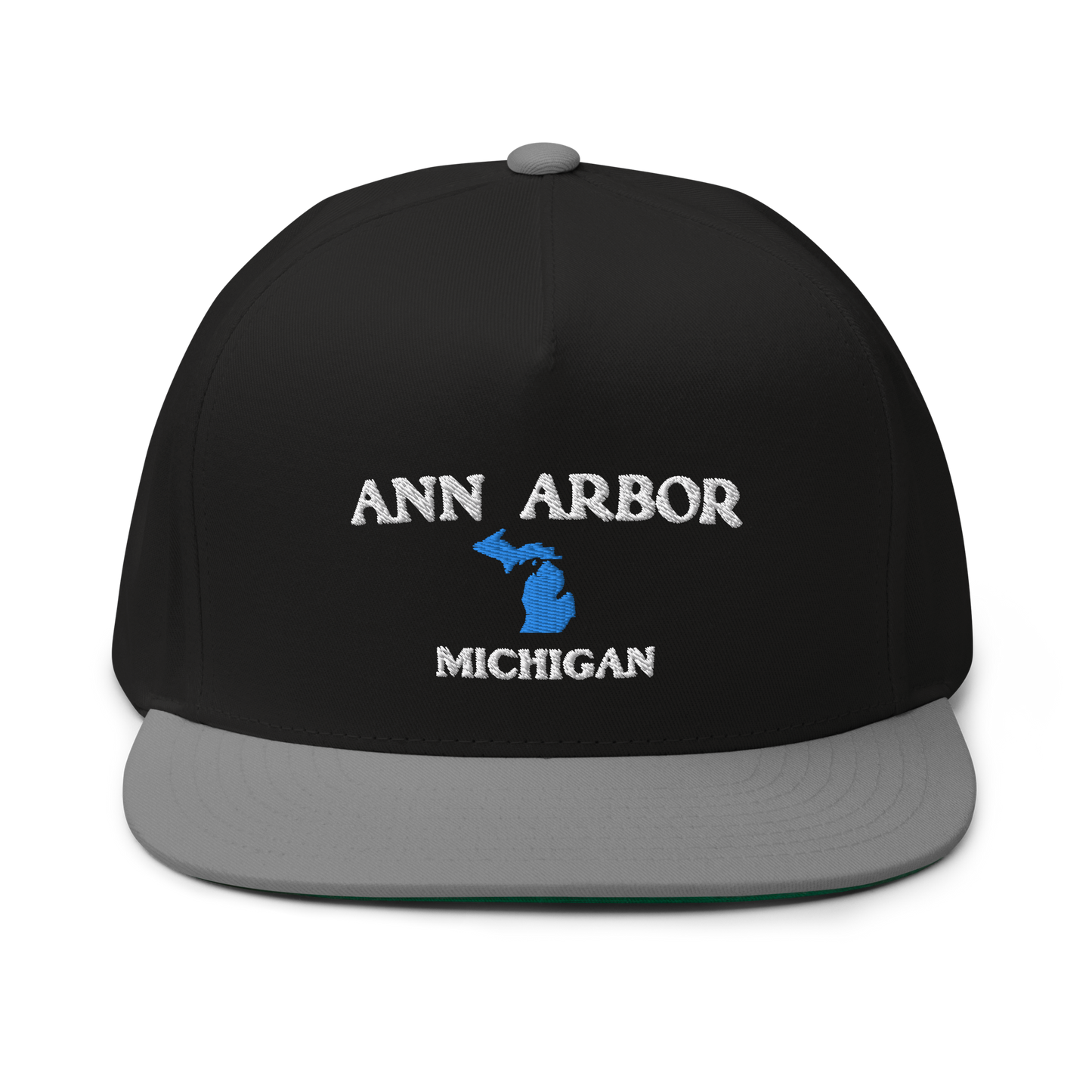 'Ann Arbor Michigan' Flat Bill Snapback Cap (w/ Michigan Outline)