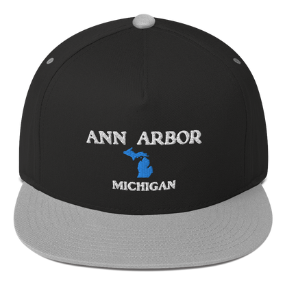 'Ann Arbor Michigan' Flat Bill Snapback Cap (w/ Michigan Outline)