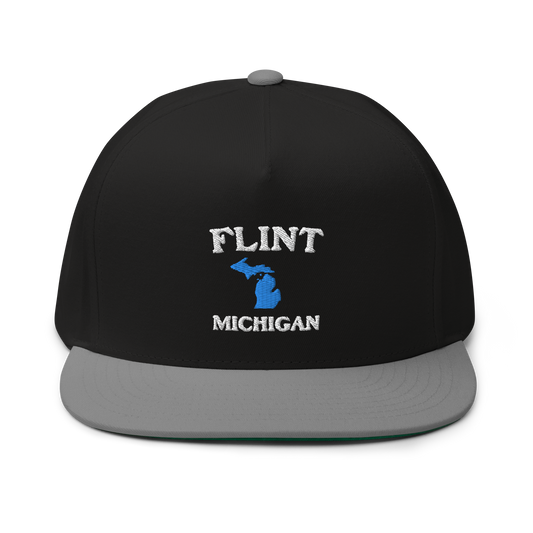 'Flint Michigan' Flat Bill Snapback (w/ Michigan Outline)