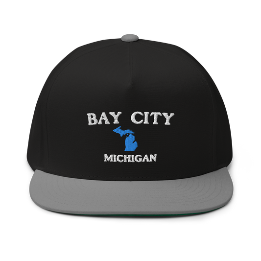 'Bay City Michigan' Flat Bill Snapback (w/ Michigan Outline)