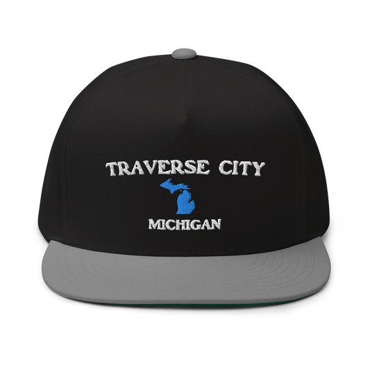 'Traverse City Michigan' Flat Bill Snapback (w/ Michigan Outline)