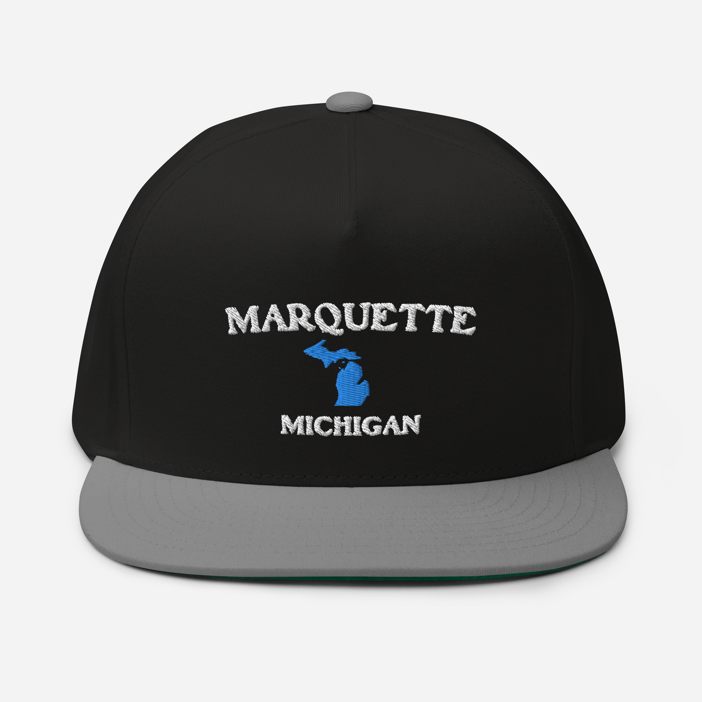 'Marquette Michigan' Flat Bill Snapback (w/ Michigan Outline)