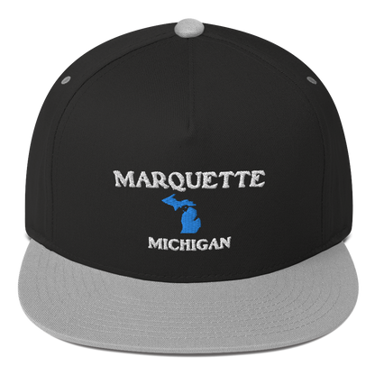 'Marquette Michigan' Flat Bill Snapback (w/ Michigan Outline)