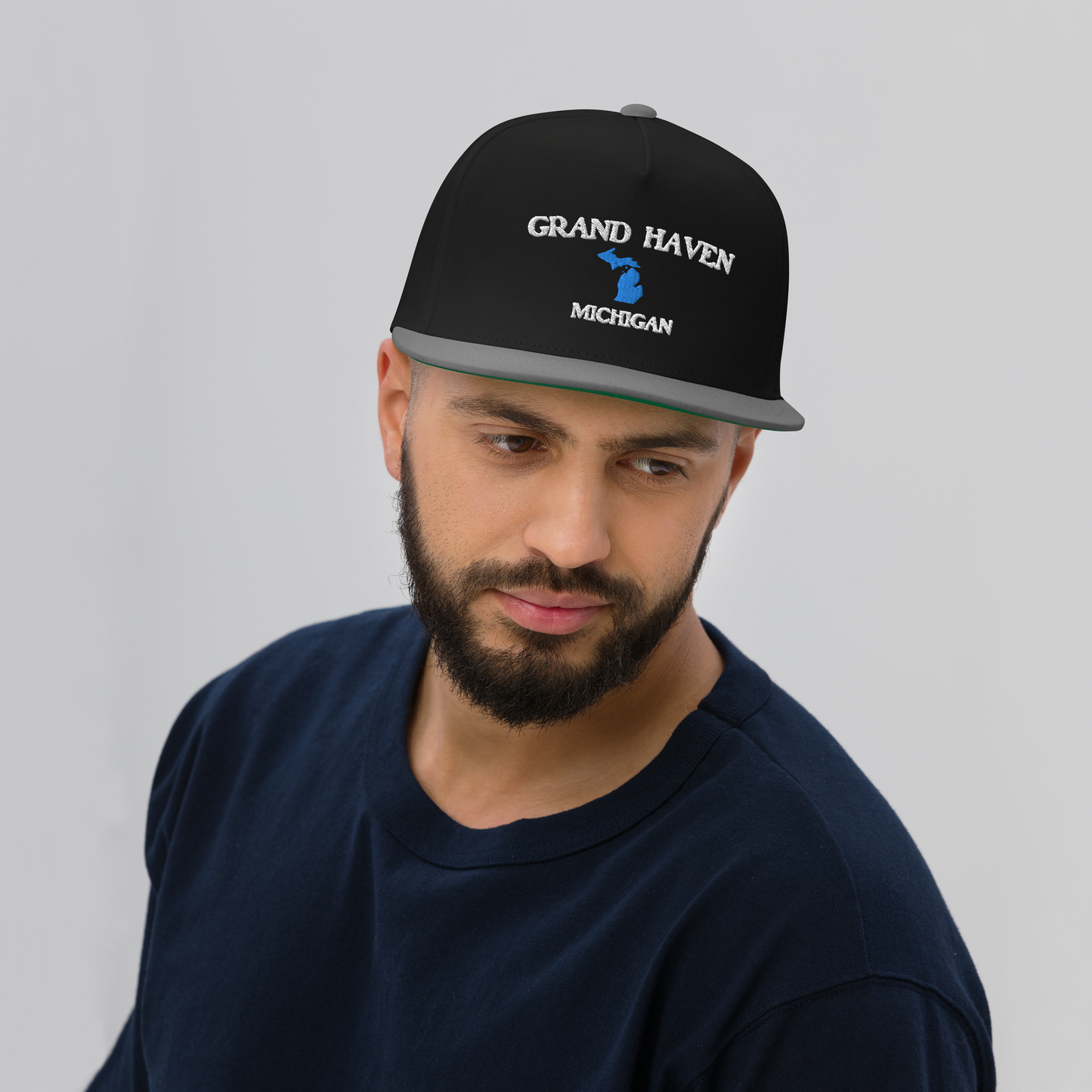 'Grand Haven' Flat Bill Snapback (w/ Michigan Outline)