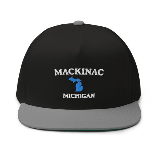 'Mackinac Michigan' Flat Bill Snapback (w/ Michigan Outline)