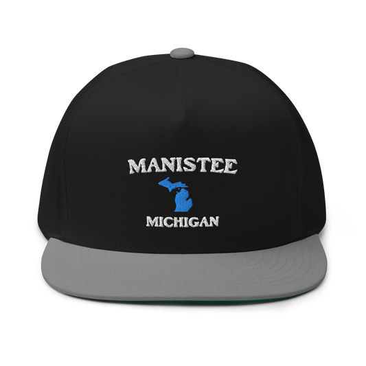 'Manistee Michigan' Flat Bill Snapback (w/ Michigan Outline)