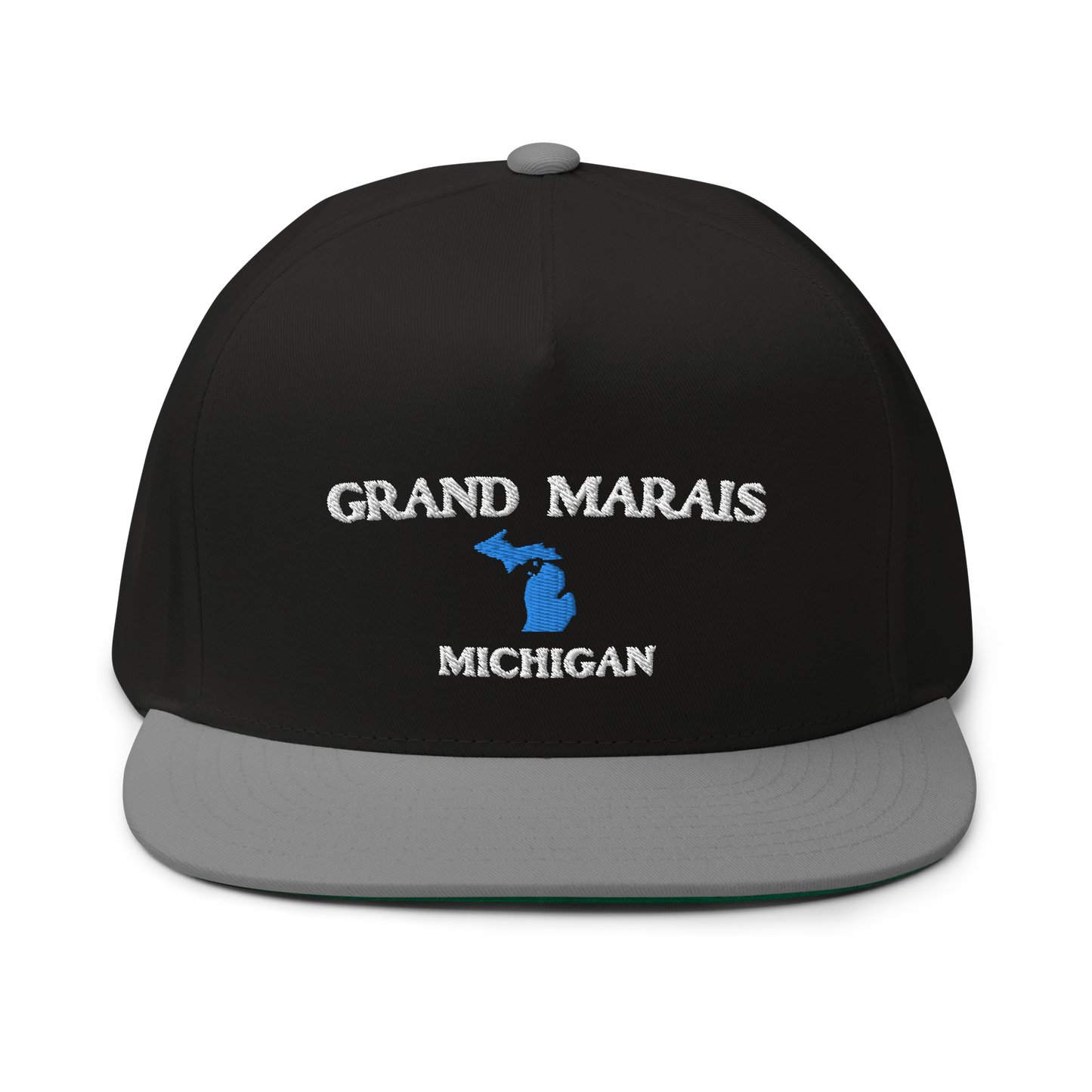 'Grand Marais Michigan' Flat Bill Snapback (w/ Michigan Outline)