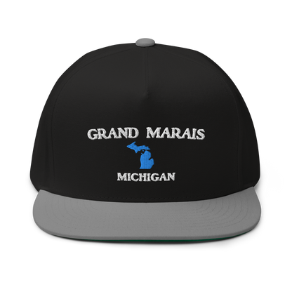 'Grand Marais Michigan' Flat Bill Snapback (w/ Michigan Outline)