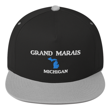 'Grand Marais Michigan' Flat Bill Snapback (w/ Michigan Outline)