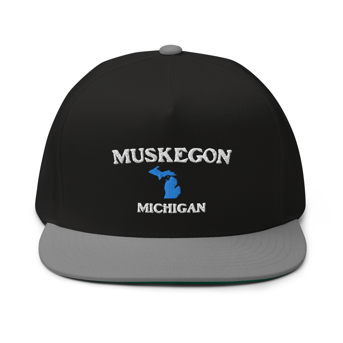 'Muskegon Michigan' Flat Bill Snapback (w/ Michigan Outline)