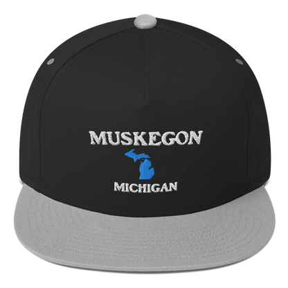 'Muskegon Michigan' Flat Bill Snapback (w/ Michigan Outline)