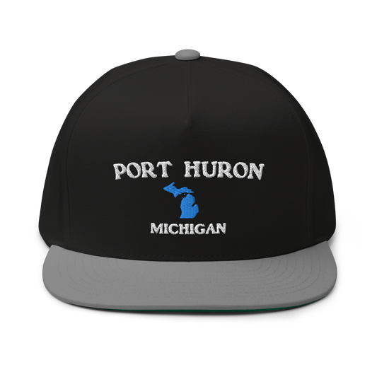 'Port Huron Michigan' Flat Bill Snapback (w/ Michigan Outline)