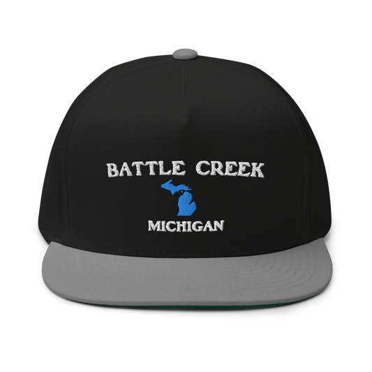 'Battle Creek Michigan' Flat Bill Snapback (w/ Michigan Outline)