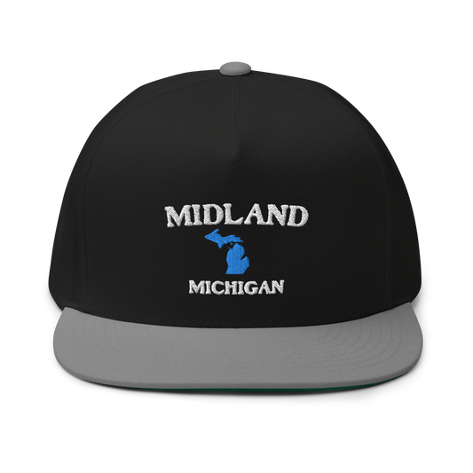 'Midland Michigan' Flat Bill Snapback (w/ Michigan Outline)