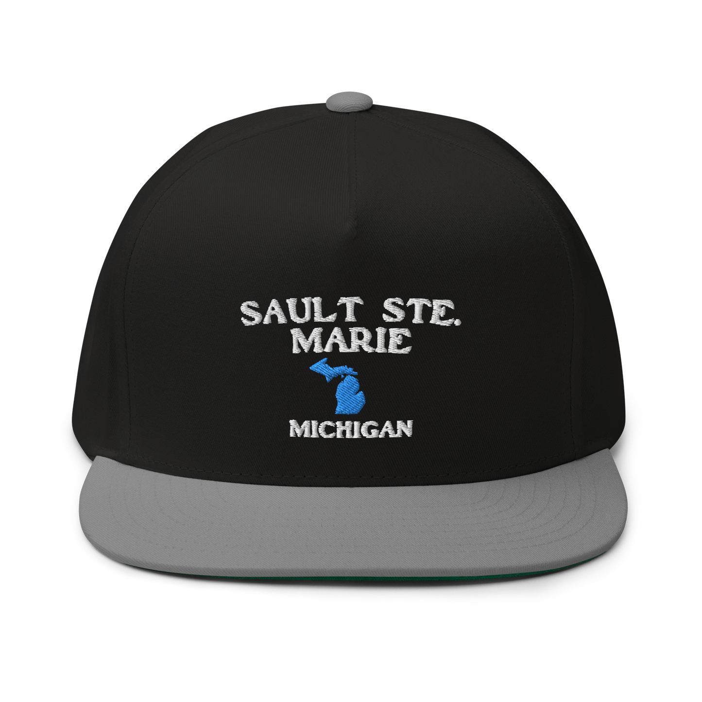 'Sault Ste. Marie' Flat Bill Snapback (w/ Michigan Outline)