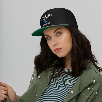 'Sault Ste. Marie' Flat Bill Snapback (w/ Michigan Outline)