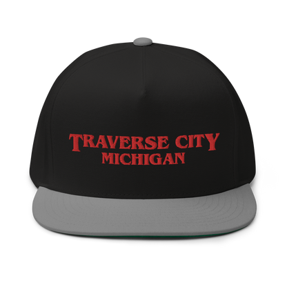 'Traverse City Michigan' Flat Bill Snapback (1980s Drama Parody)