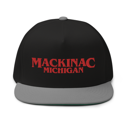 'Mackinac Michigan' Flat Bill Snapback (1980s Drama Parody)