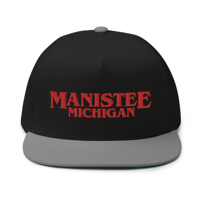 'Manistee Michigan' Flat Bill Snapback (1980s Drama Parody)