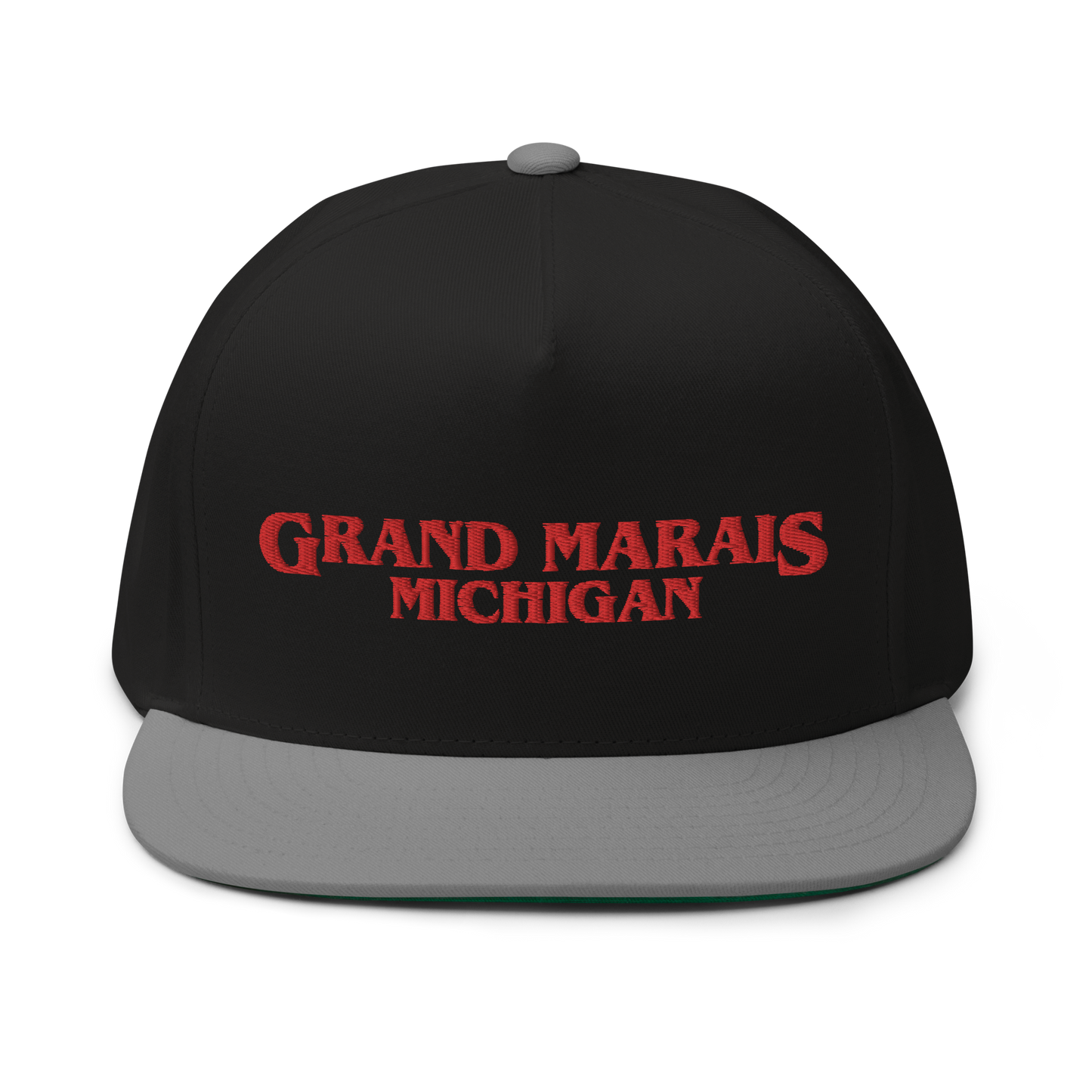 'Grand Marais Michigan' Flat Bill Snapback (1980s Drama Parody)