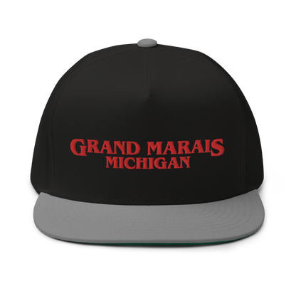 'Grand Marais Michigan' Flat Bill Snapback (1980s Drama Parody)