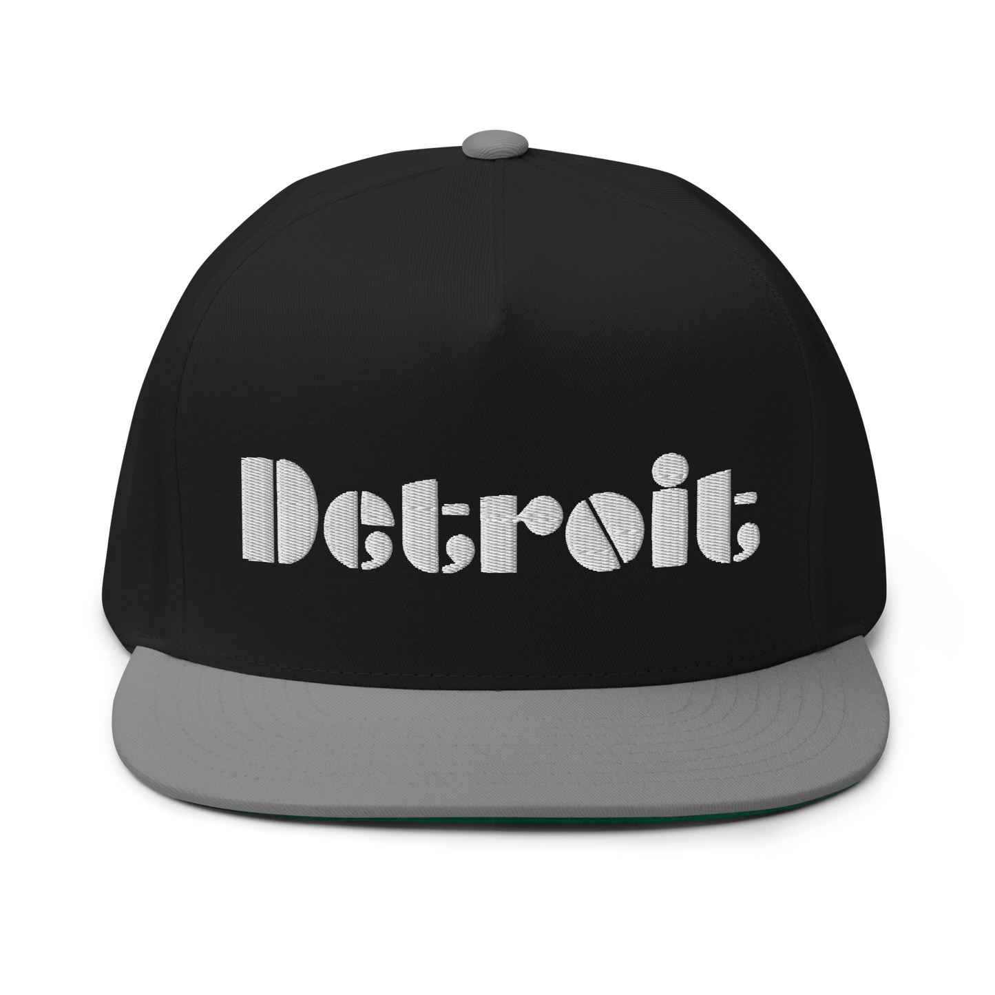 'Detroit' Flat Bill Snapback | White/Black Embridery