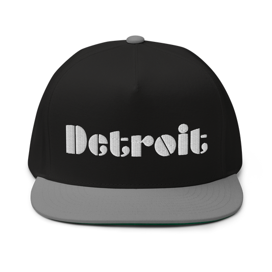 'Detroit' Flat Bill Snapback | White/Black Embridery