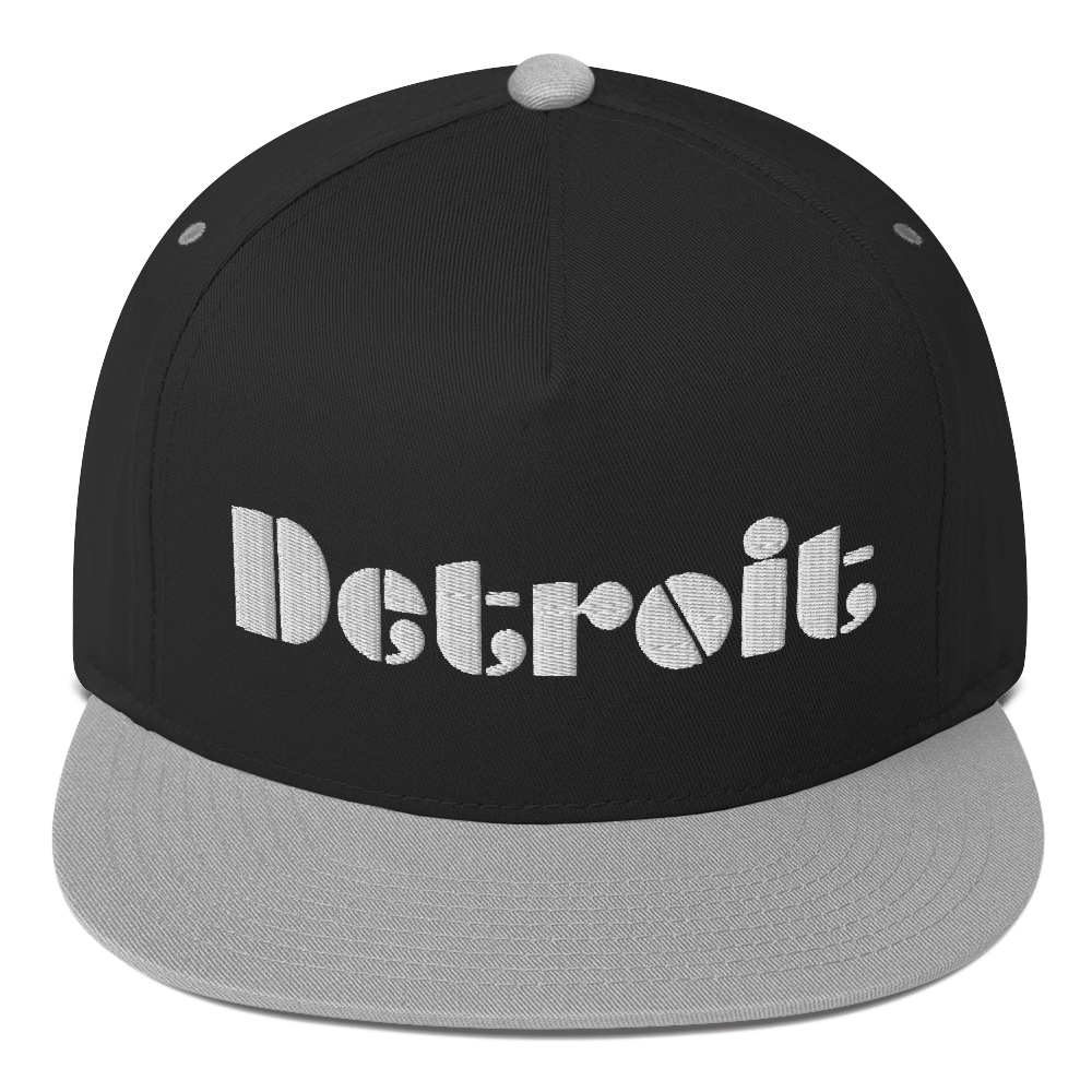 'Detroit' Flat Bill Snapback | White/Black Embridery