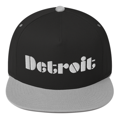 'Detroit' Flat Bill Snapback | White/Black Embridery