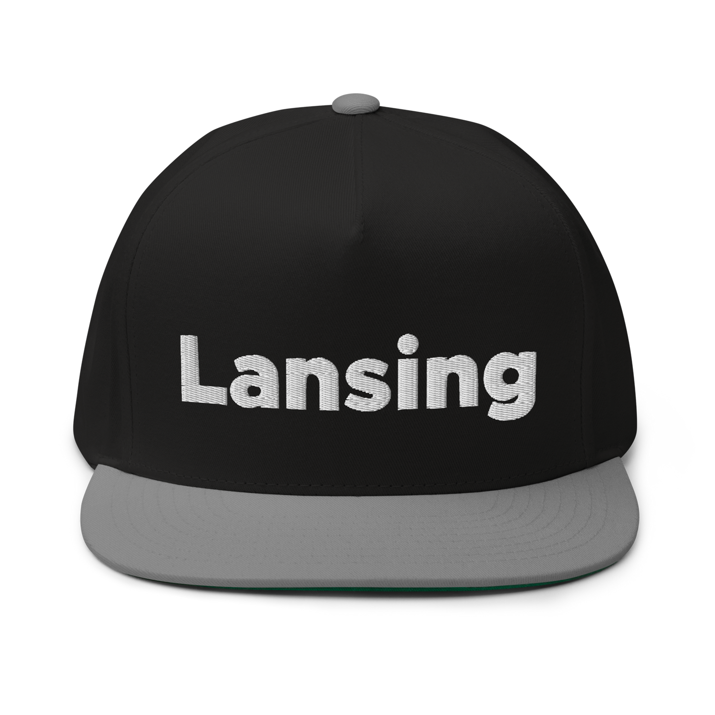 'Lansing' Flat Bill Snapback | White/Black Embroidery