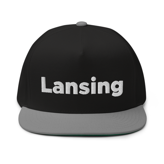 'Lansing' Flat Bill Snapback | White/Black Embroidery