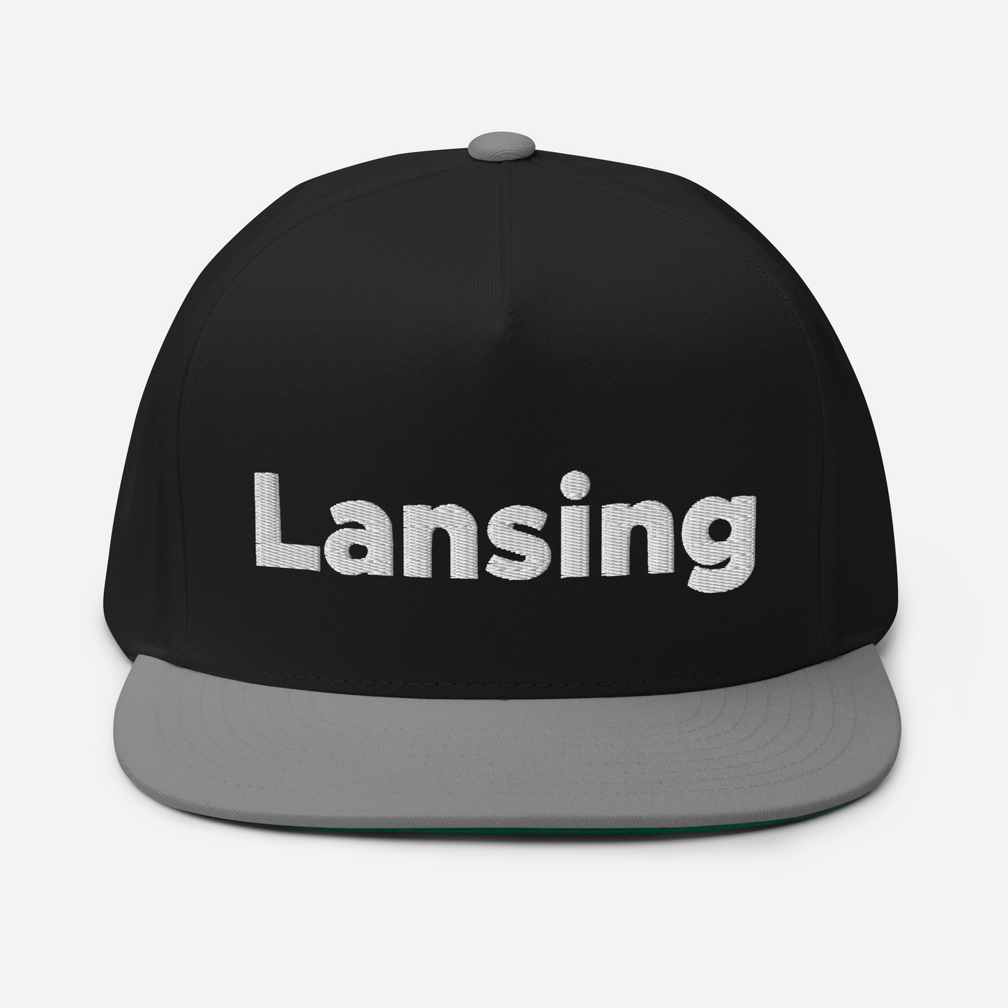 'Lansing' Flat Bill Snapback | White/Black Embroidery