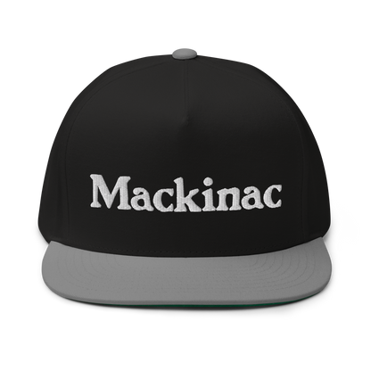 'Mackinac' Flat Bill Cap | White/Black Embroidery