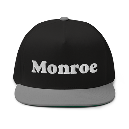 'Monroe' Flat Bill Snapback | White/Black Embroidery