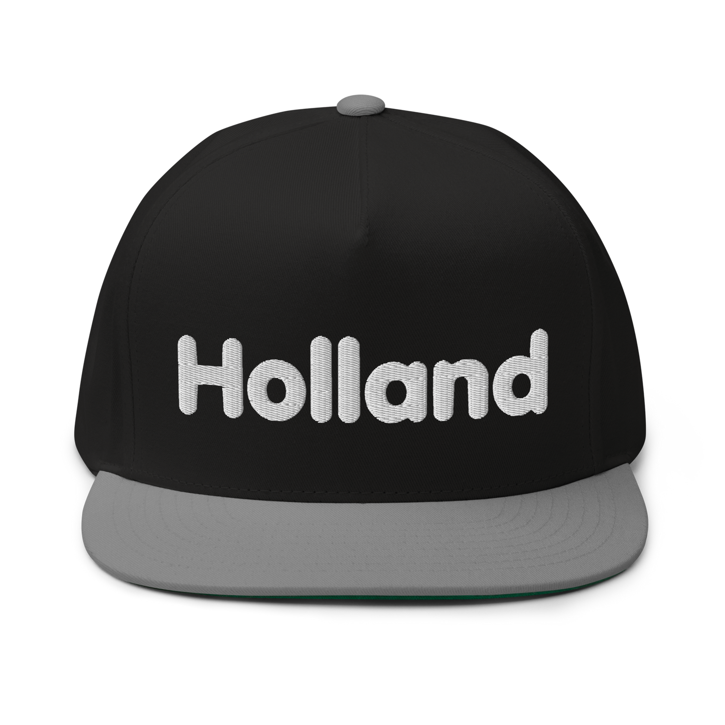 'Holland' Flat Bill Snapback | White/Black Embroidery