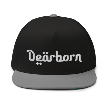 'Dearborn' Flat Bill Snapback | White/Black Embroidery