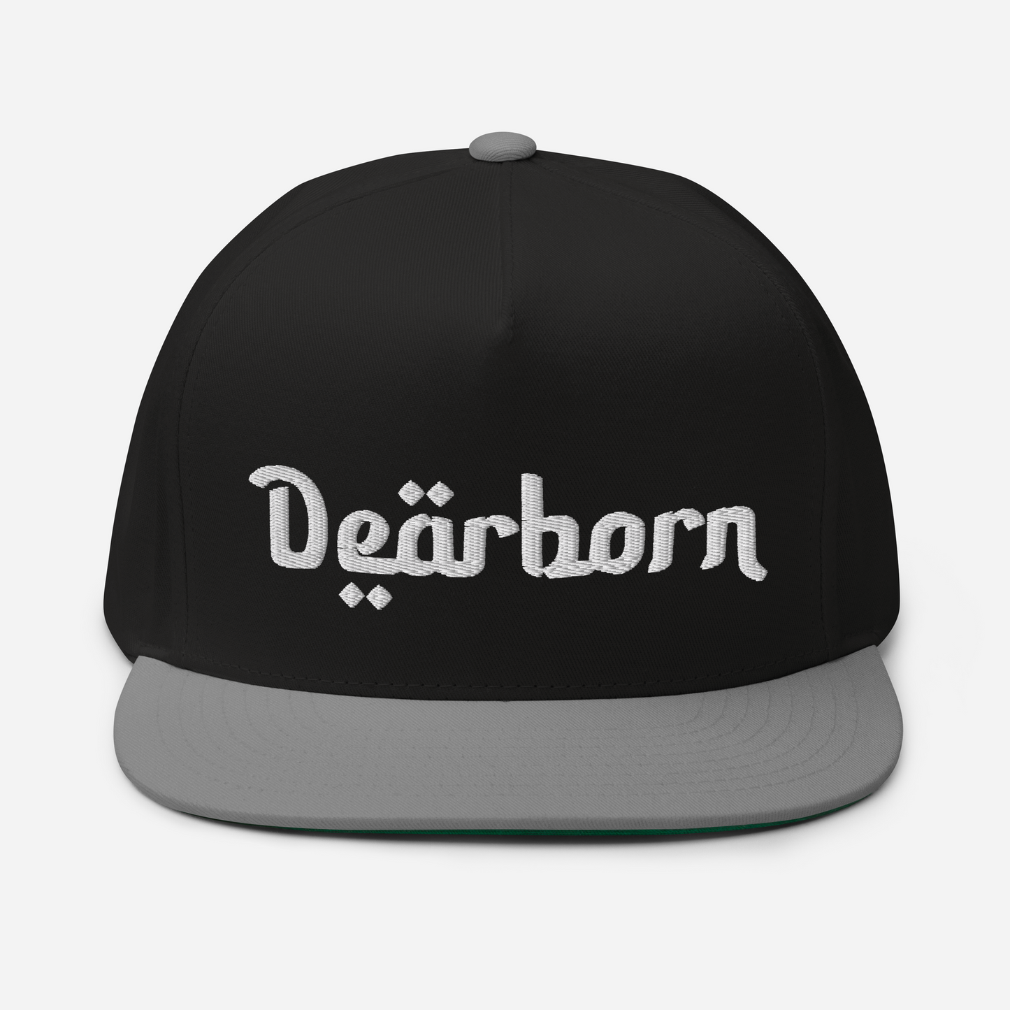 'Dearborn' Flat Bill Snapback | White/Black Embroidery