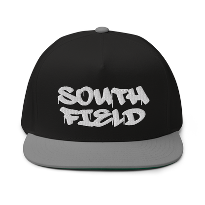 'Southfield' Flat Bill Snapback | White/Black Embroidery