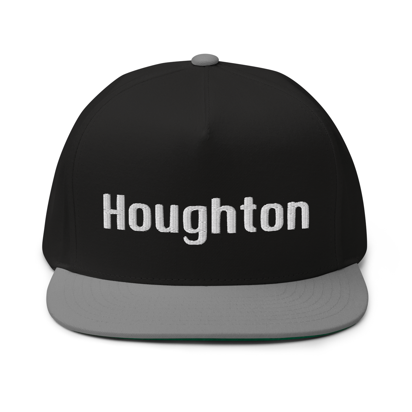 'Houghton' Flat Bill Snapback | White/Black Embroidery