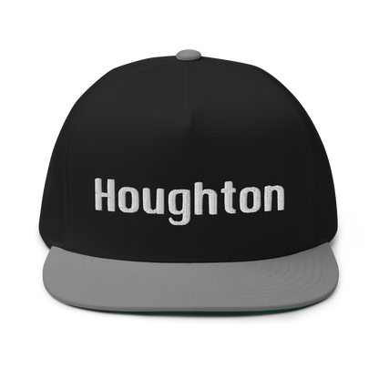 'Houghton' Flat Bill Snapback | White/Black Embroidery