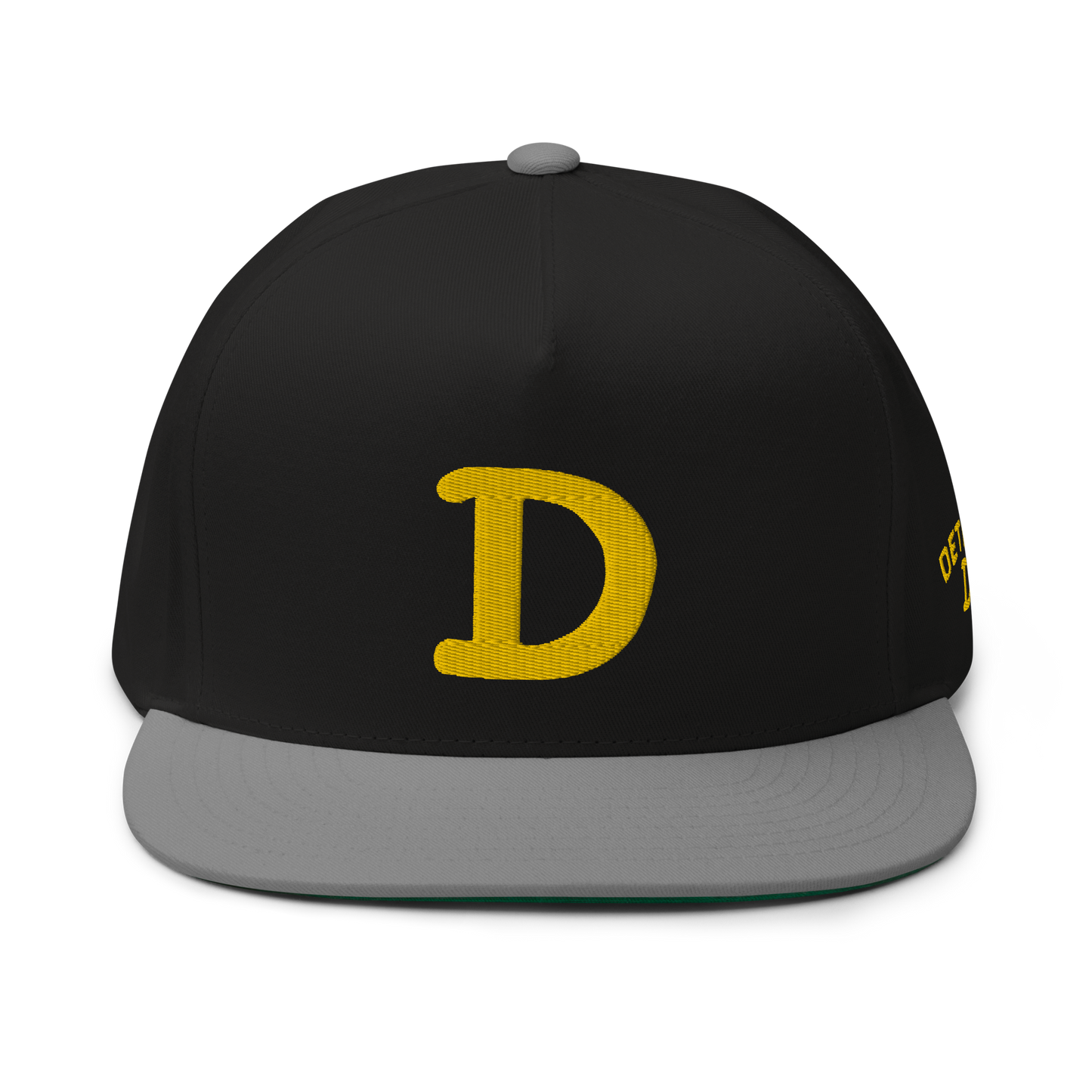 Detroit 'Old French D' Flat Bill Snapback (w/ Side Design) | Gold Embroidery