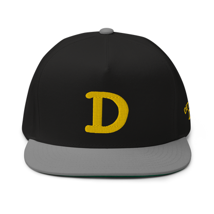 Detroit 'Old French D' Flat Bill Snapback (w/ Side Design) | Gold Embroidery