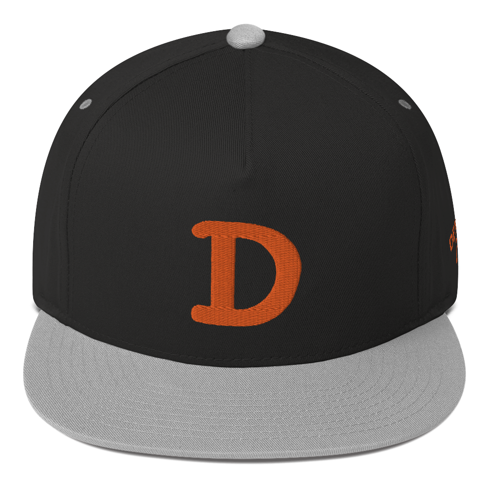 Detroit 'Old French D' Flat Bill Snapback (w/ Side Design) | Orange Embroidery