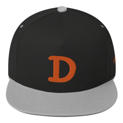 Detroit 'Old French D' Flat Bill Snapback (w/ Side Design) | Orange Embroidery