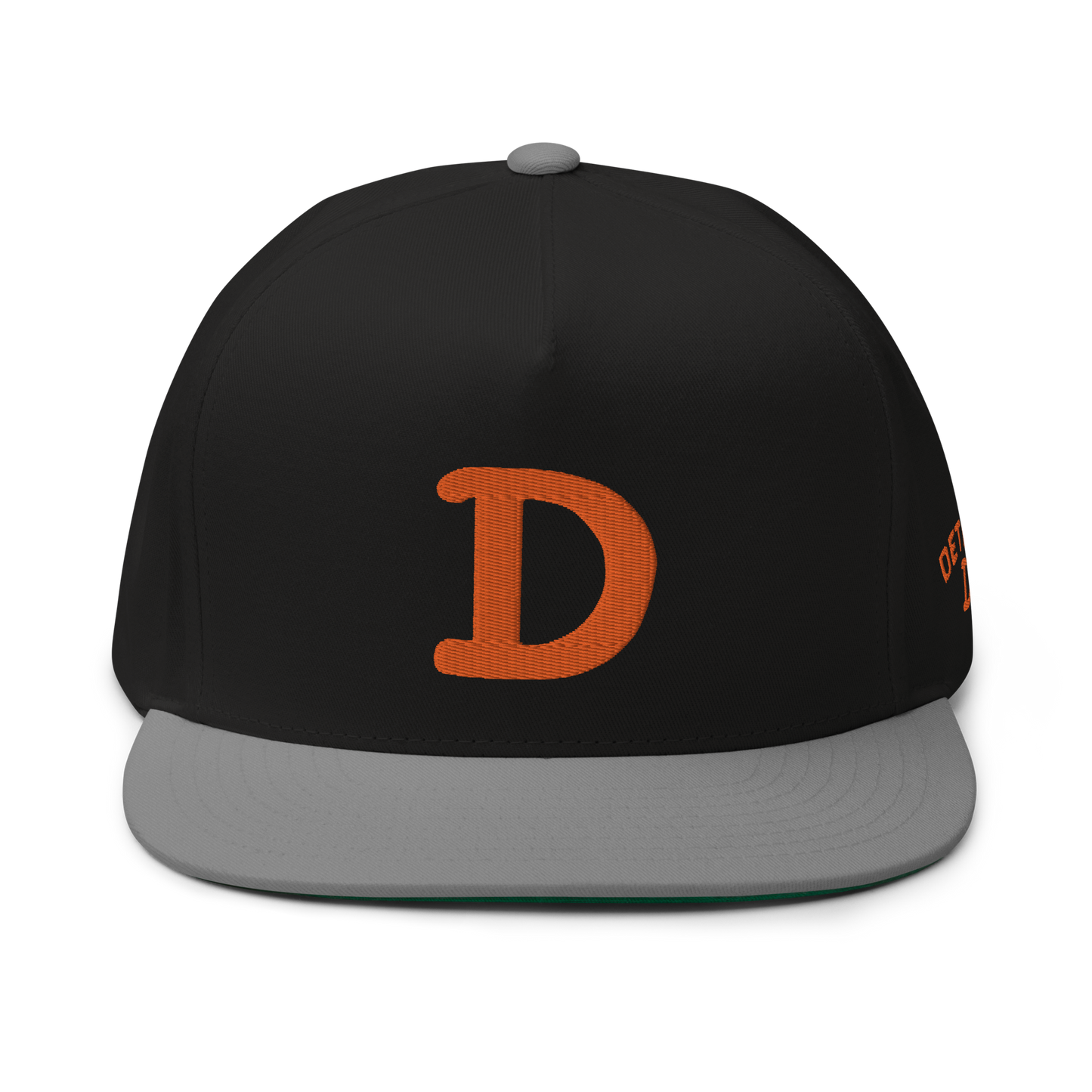 Detroit 'Old French D' Flat Bill Snapback (w/ Side Design) | Orange Embroidery