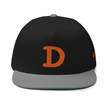 Detroit 'Old French D' Flat Bill Snapback (w/ Side Design) | Orange Embroidery